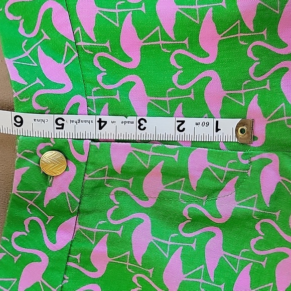 Macbeth Collection by Margaret Josephs Green Flamingo Shorts Size Medium NWOT - Picture 8 of 15